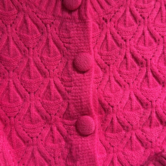 LUSH hot pink cropped cardigan with knit buttons - Picture 3 of 4
